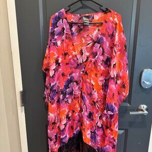 Catalina 3X (22W - 24W) Flowered Long Sheer Jacket